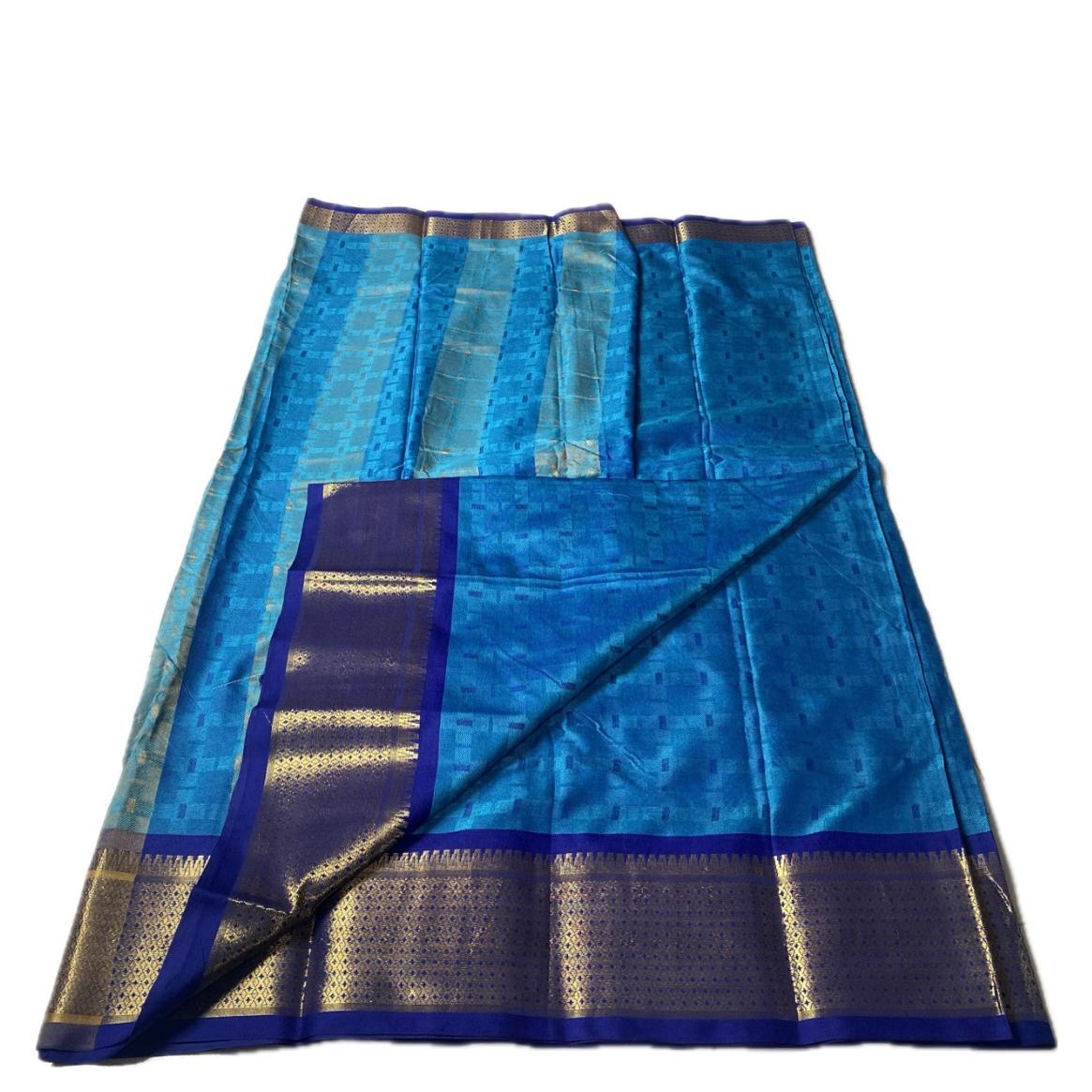 Veena Ocean Blue Cotton Saree