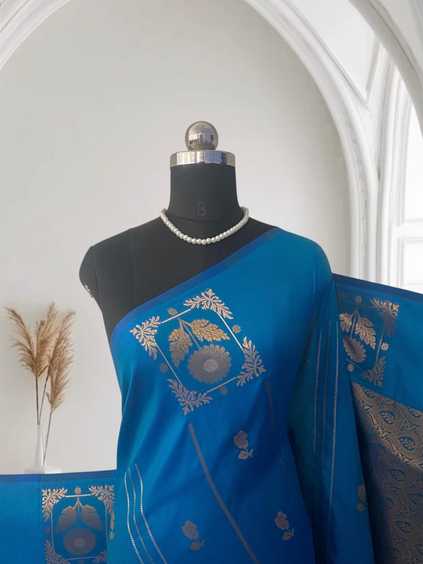 Royal Blue Traditional Chanderi Cotton Silk Saree