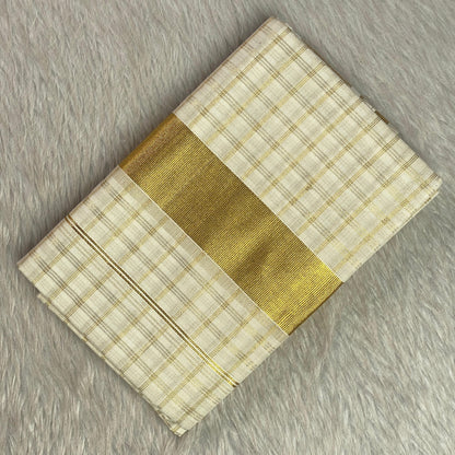 Vaibhavi Cotton Tissue Golden Checks Kasavu Set Mundu