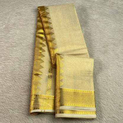Tejaswini Temple Border Golden Kasavu Saree
