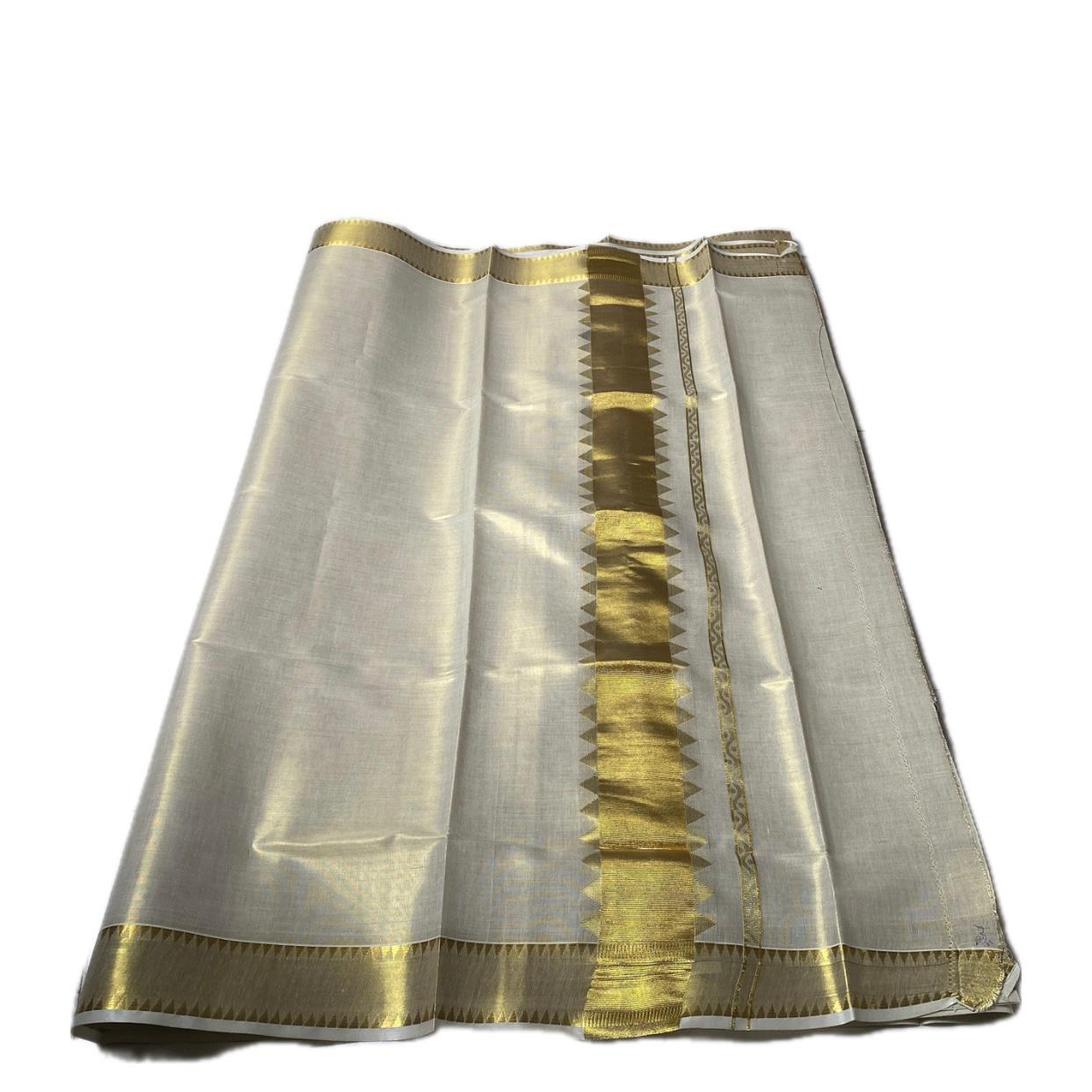 Tejaswini Temple Border Golden Kasavu Saree