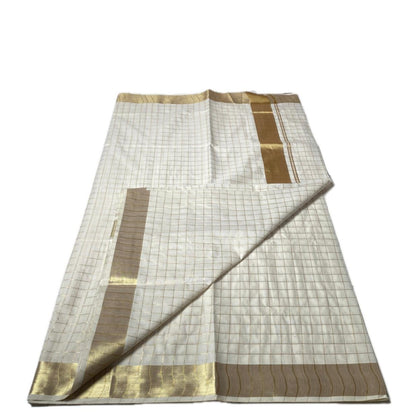 Ponvalli Kerala Checks Kasavu saree