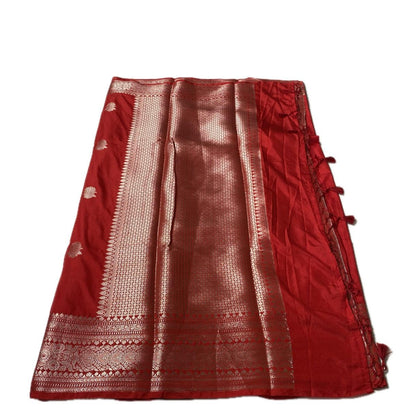 Arathi Golden Floral Banarasi Silk Saree Red