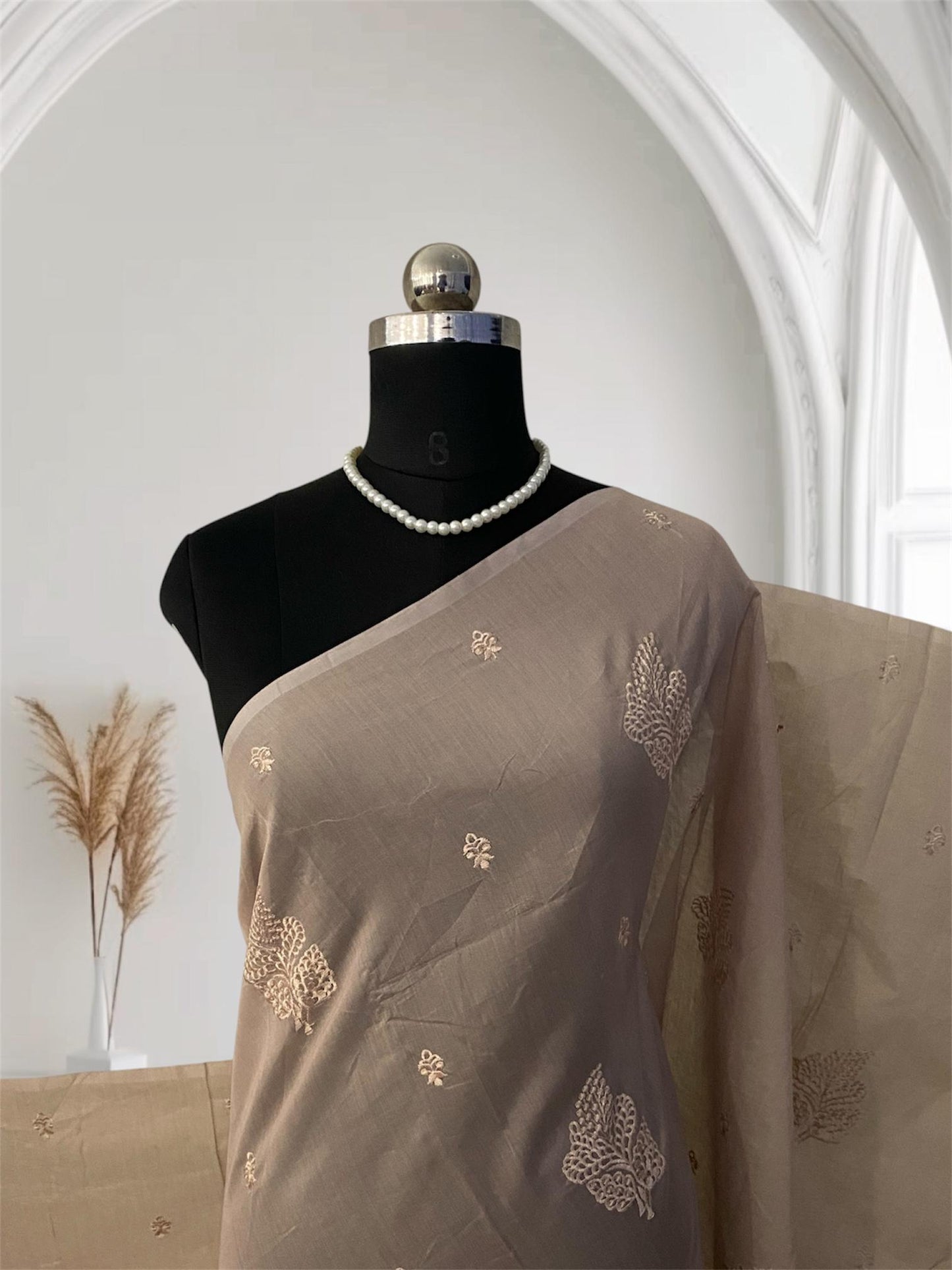 Marie Vintage Beige Floral Motif Saree