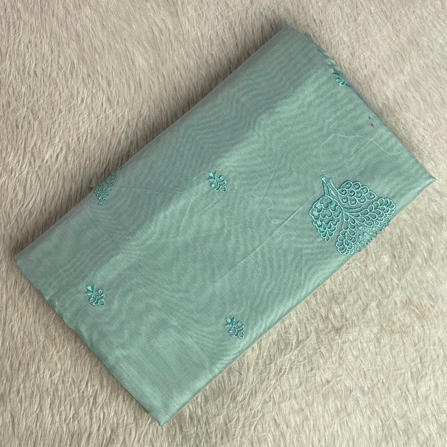 Marie Vintage Sky Blue Floral Motif Saree