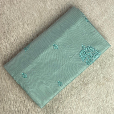 Mary Vintage Sky Blue Floral Motif Saree