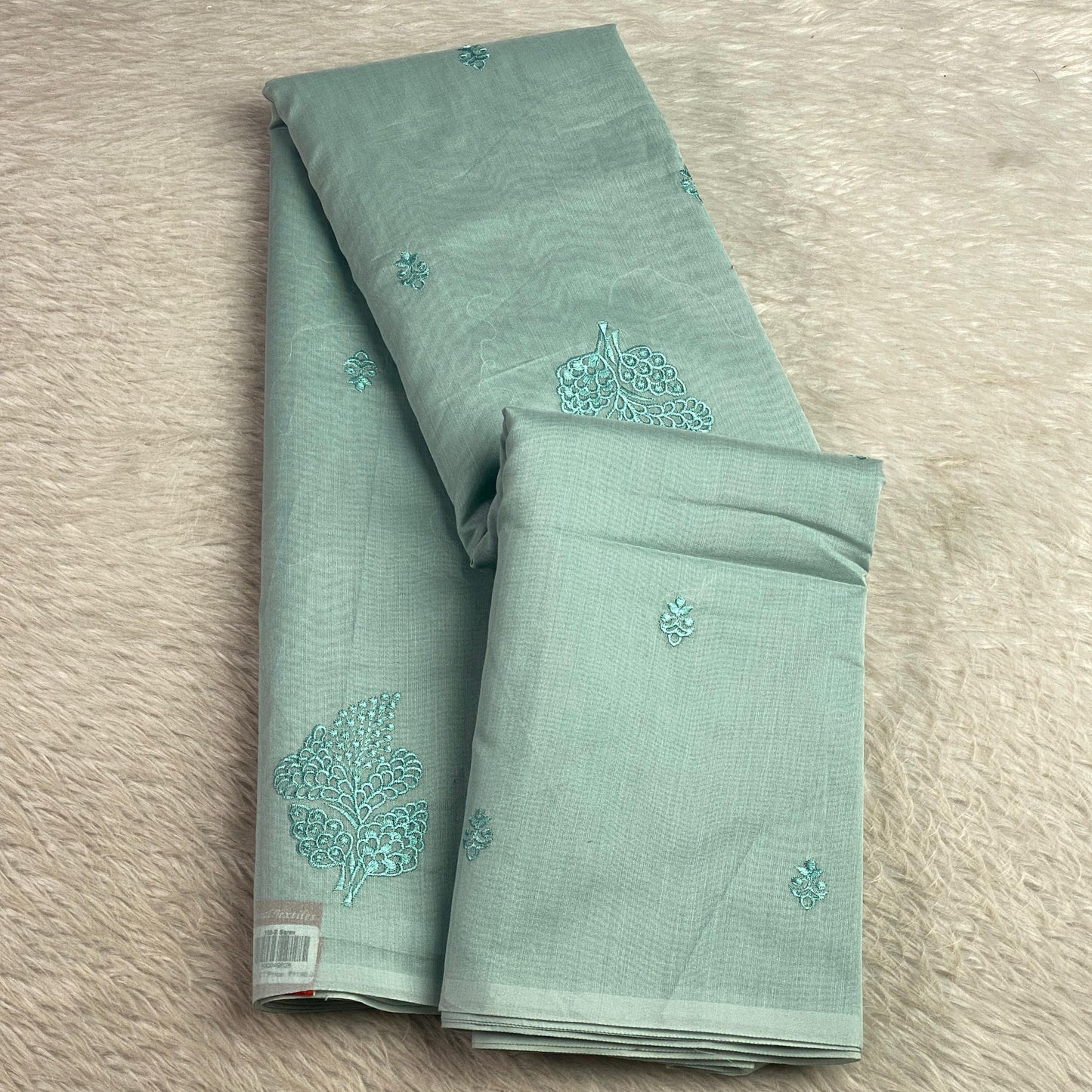 Marie Vintage Sky Blue Floral Motif Saree
