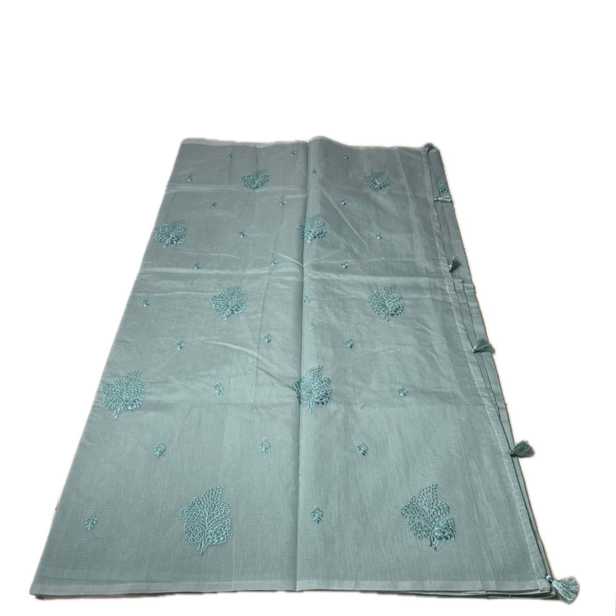 Marie Vintage Sky Blue Floral Motif Saree