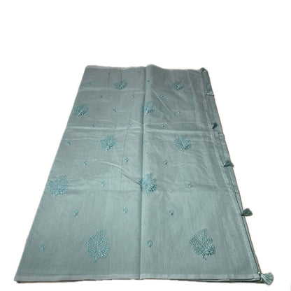 Marie Vintage Sky Blue Floral Motif Saree