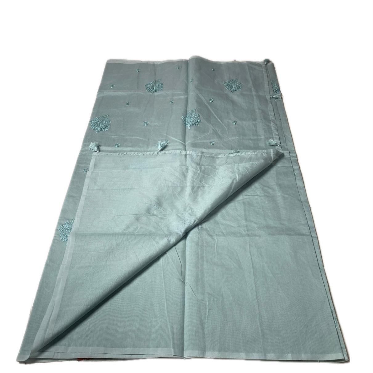 Marie Vintage Sky Blue Floral Motif Saree