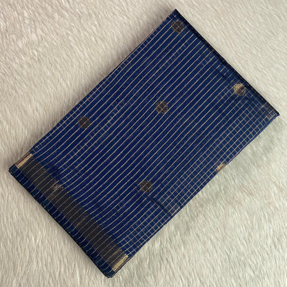 Chandana Blue Checks with Butta Chanderi Silk Sare