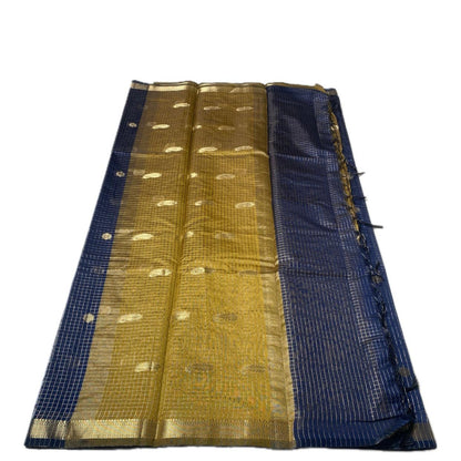 Chandana Blue Checks with Butta Chanderi Silk Sare
