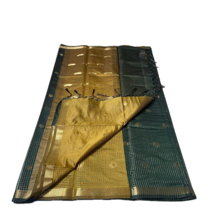 Chandana Green Checks with Butta Chanderi Silk Saree