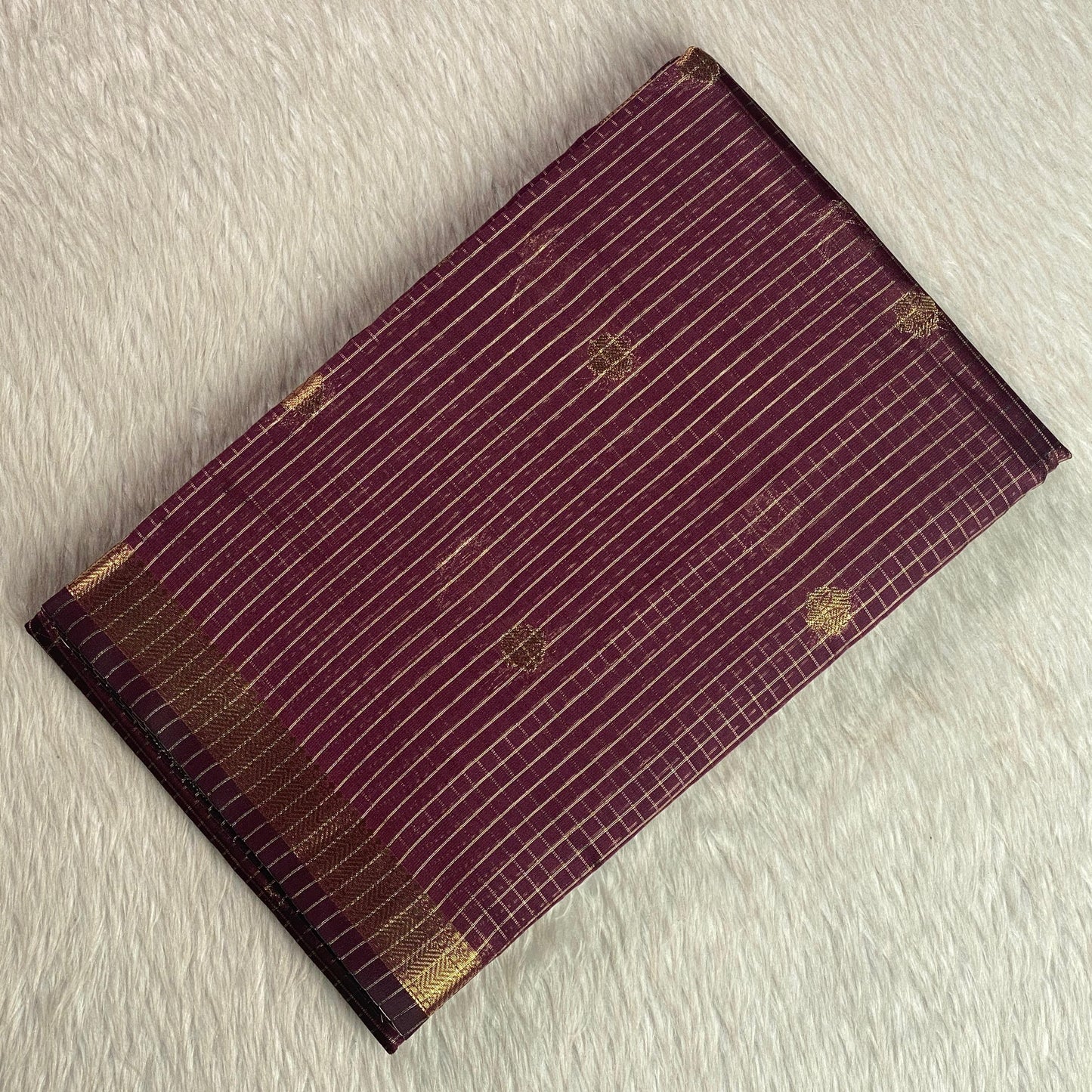 Chandana Maroon Checks with Butta Chanderi Silk Saree