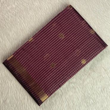 Chandana Maroon Checks with Butta Chanderi Silk Saree