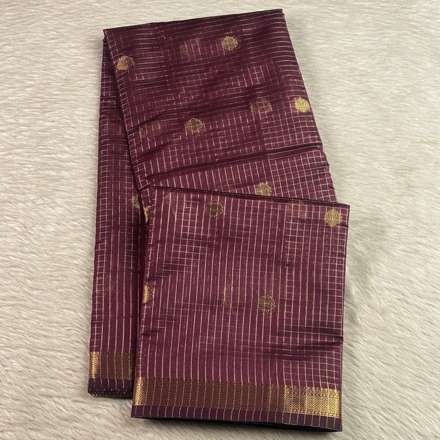 Chandana Maroon Checks with Butta Chanderi Silk Saree