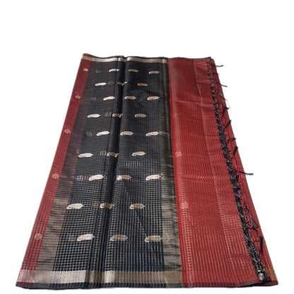 Chandana Red Checks with Butta Chanderi Silk Saree