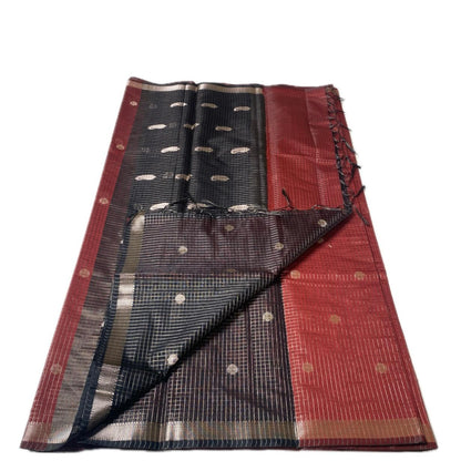 Chandana Red Checks with Butta Chanderi Silk Saree