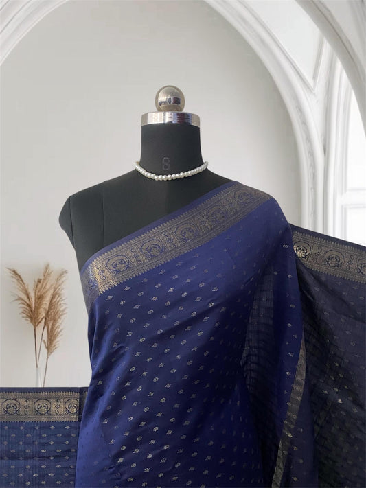 Malavika Royal Blue Chanderi Silk Saree