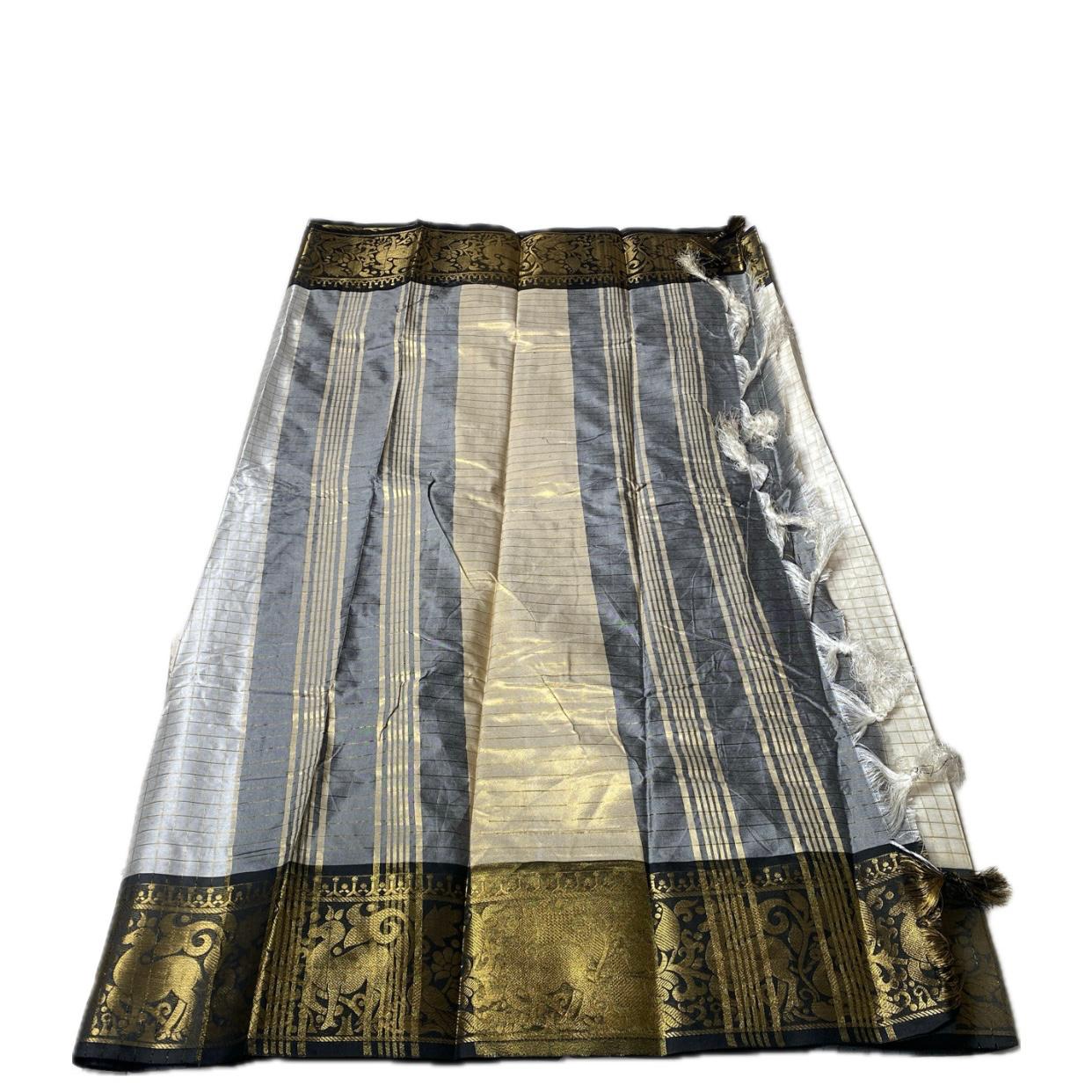 Ahalya Checks Saree with Black Border