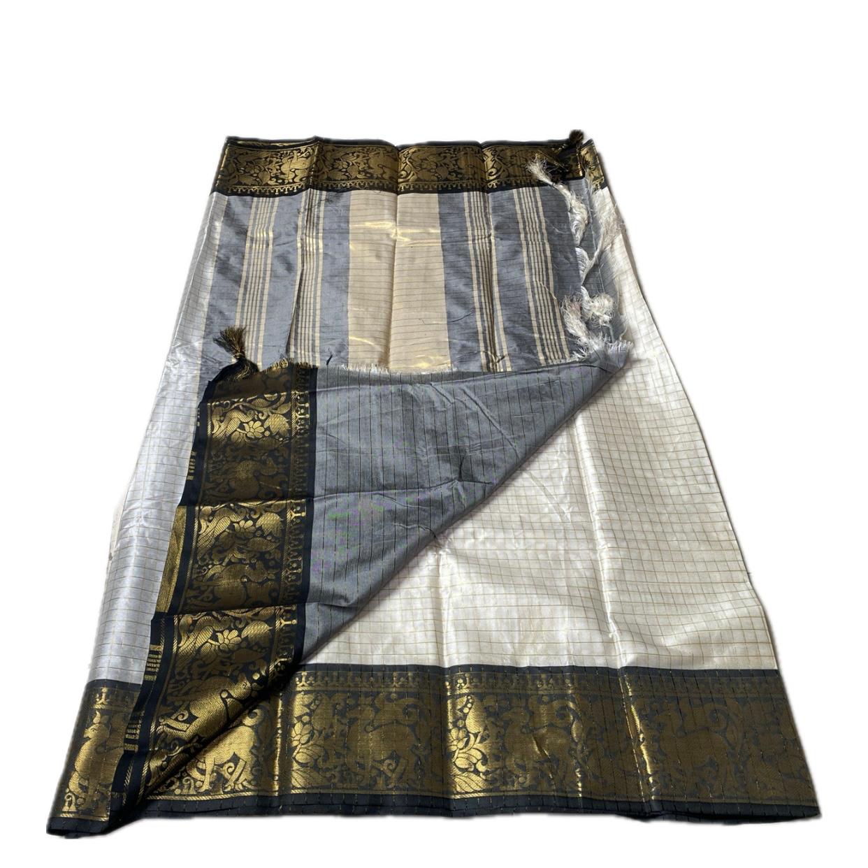 Ahalya Checks Saree with Black Border