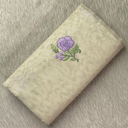 Megha Violet Floral Tissue Linen Saree