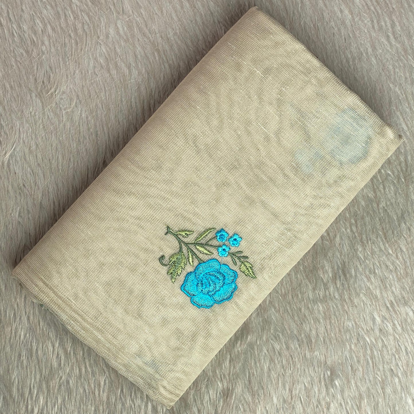 Megha blue Floral Tissue Linen Saree