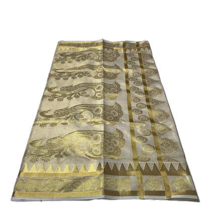 Golden Peacock Design Swarna Kasavu Set Saree