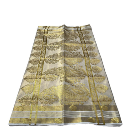 Rich Golden Brocade Kerala Saree