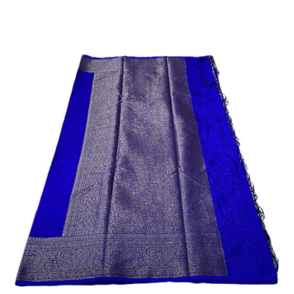 Devasena Banarasi Silk Saree – Blue with Golden Border