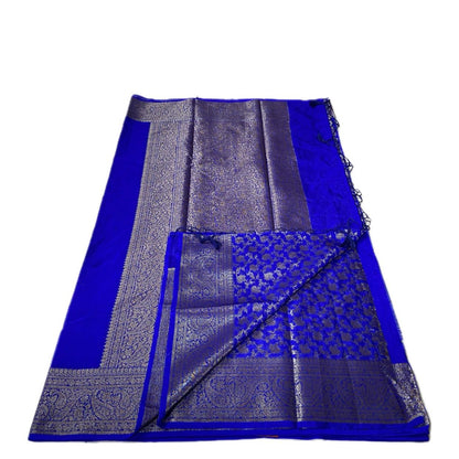Devasena Banarasi Silk Saree – Blue with Golden Border