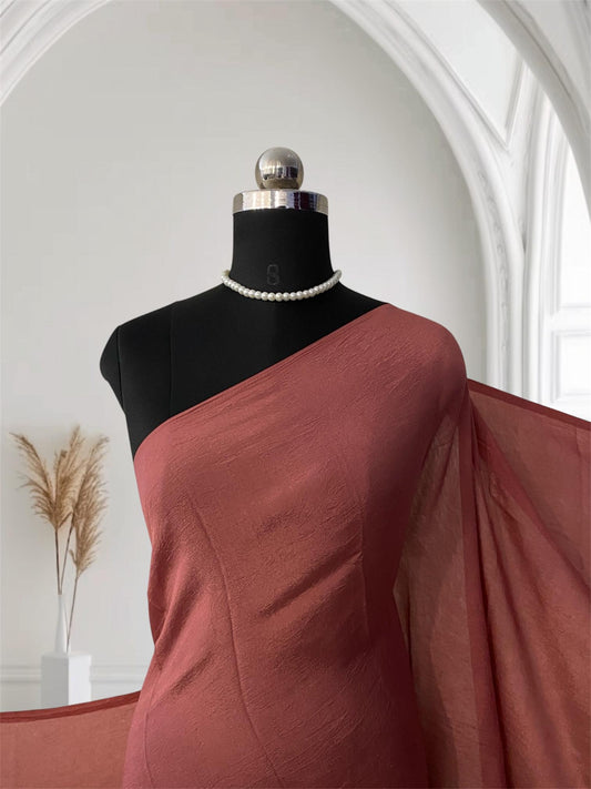 Sheela Crushed Chiffon Pastel Saree Pink (Dress Code)