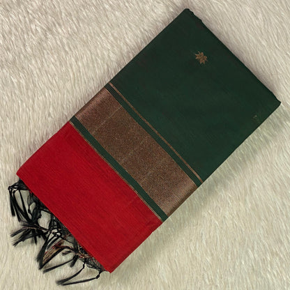 Maheshwari Cotton Red with Green Border
