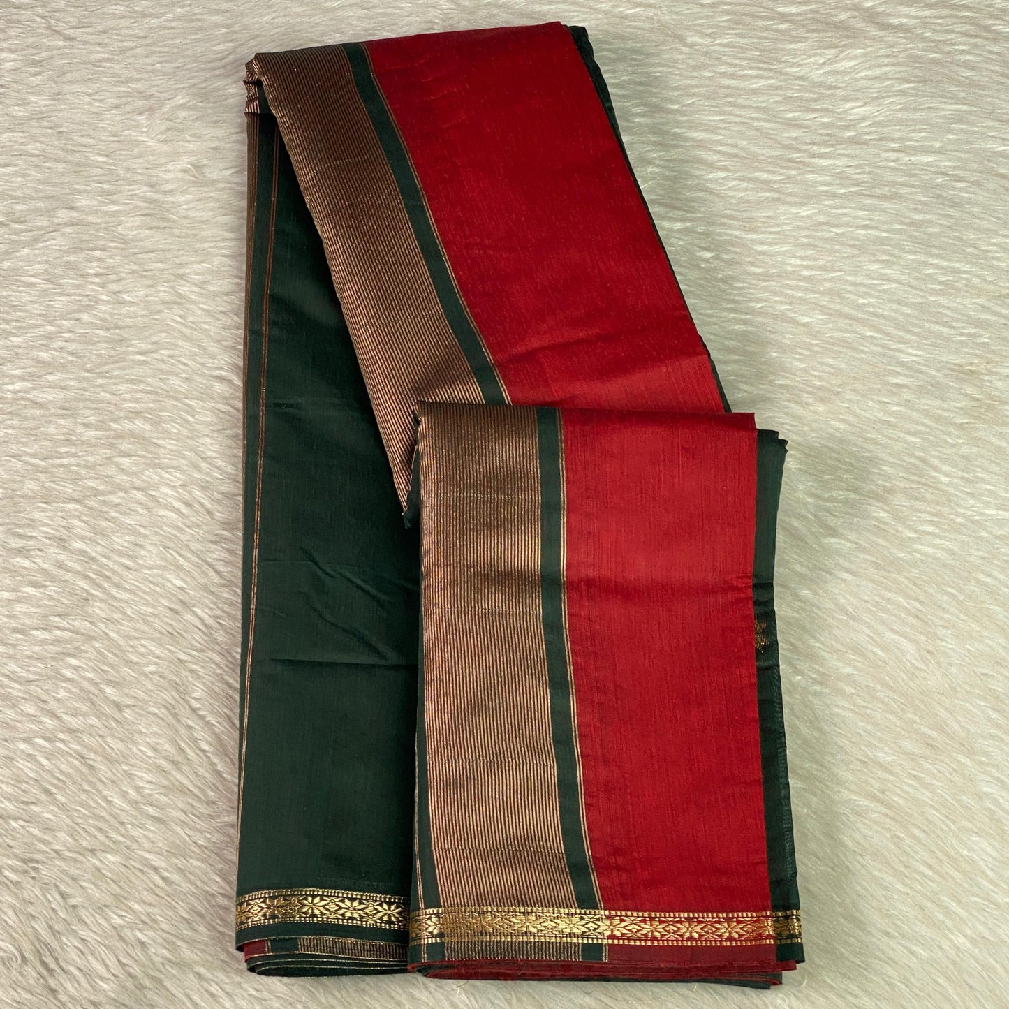 Maheshwari Cotton Red with Green Border