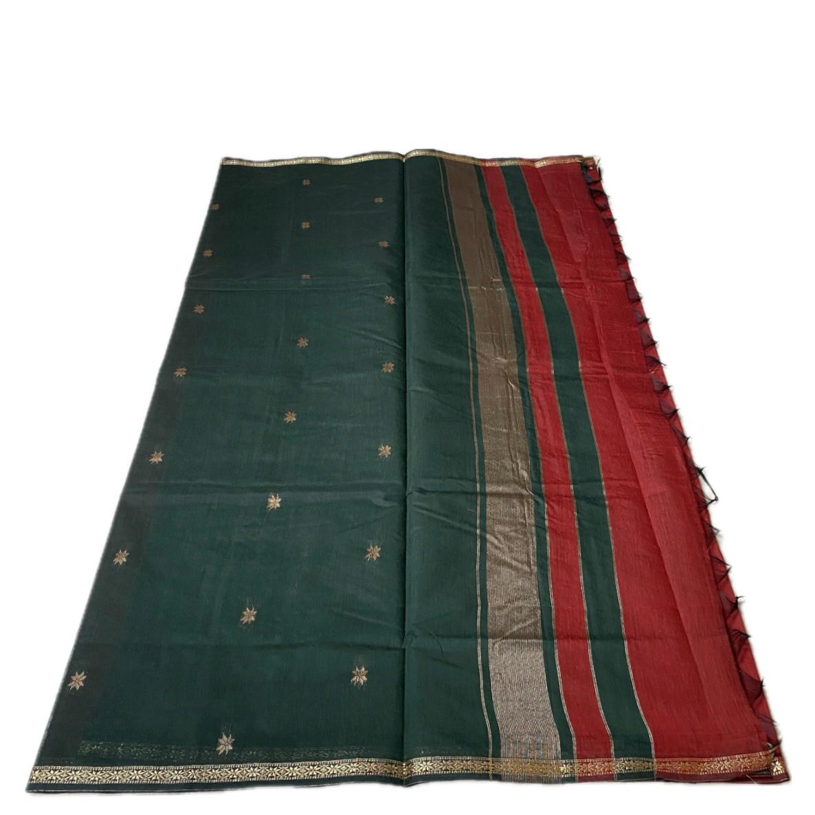 Maheshwari Cotton Red with Green Border