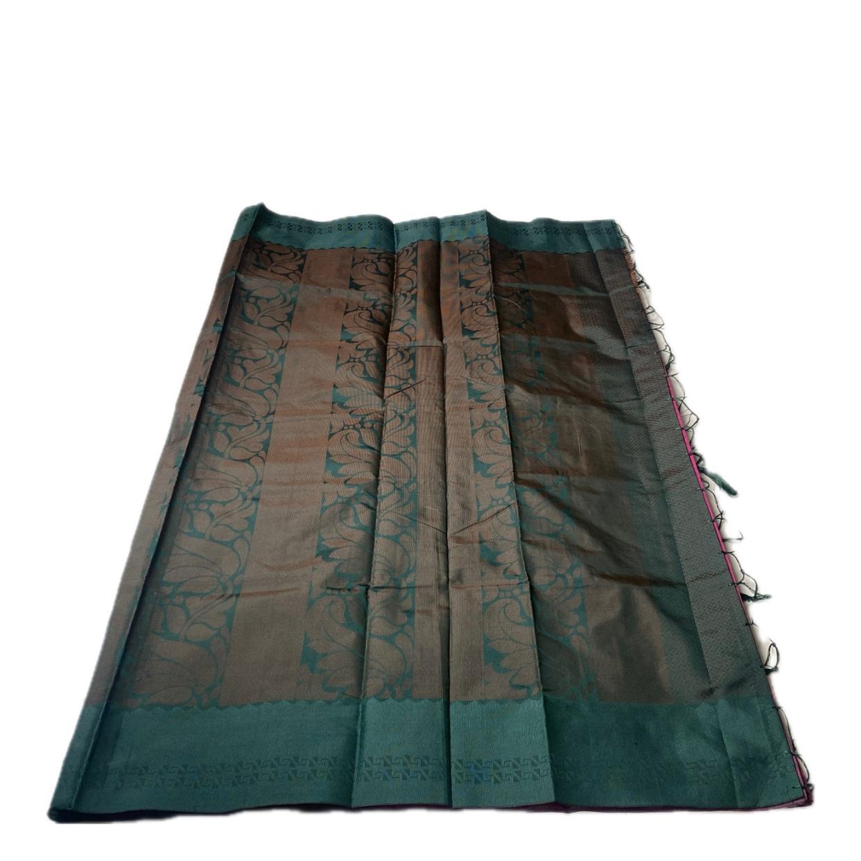 Theertha Soft Silk Saree Pink with Green Border(Dress Code)