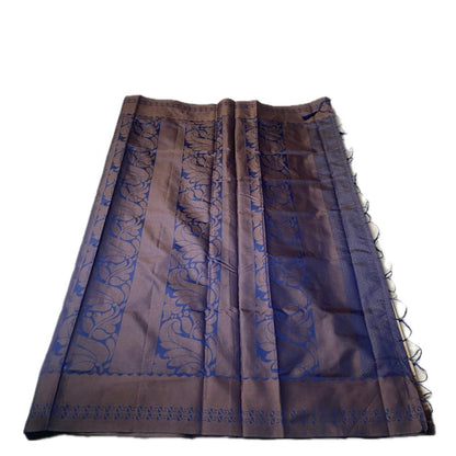 Theertha Soft Silk Saree Chikku with Navy Blue Border(Dress Code)