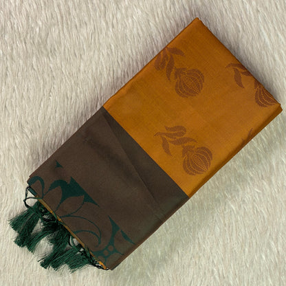 Theertha Soft Silk Saree in Yellow with Green Border (Dress Code)