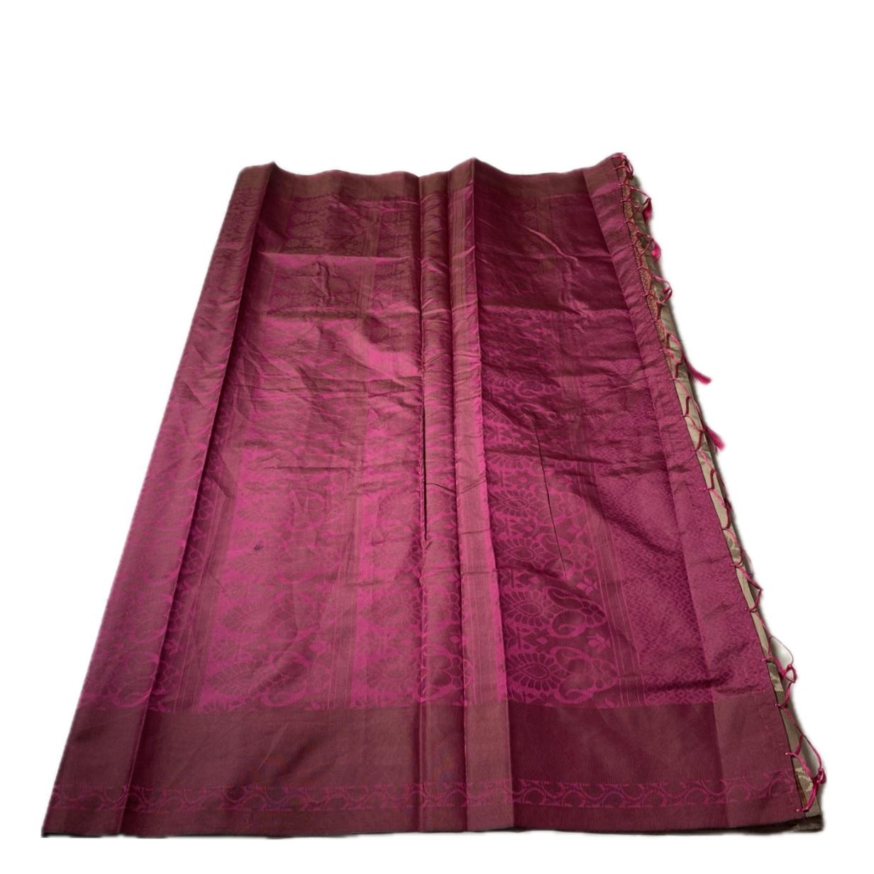 Theertha Soft Silk Saree in Chikku with Pink Border (Dress Code)
