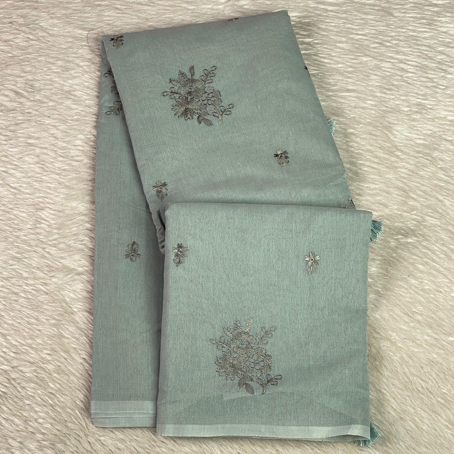 Chaithra Pastel Blue Chanderi Silk Floral Saree