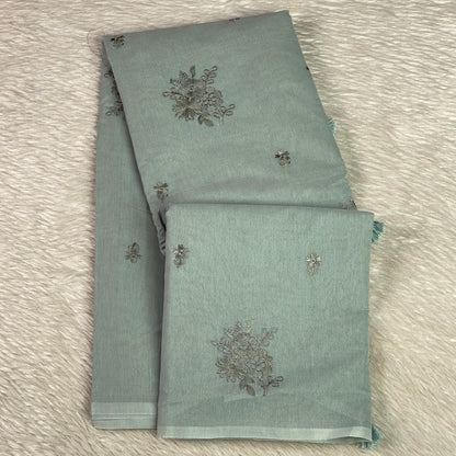 Chaithra Pastel Blue Chanderi Silk Floral Saree