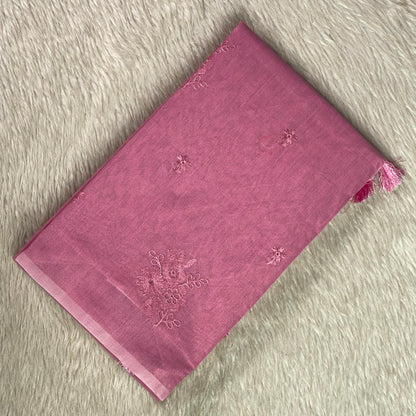 Chaithra Pink Chanderi Silk Floral Saree
