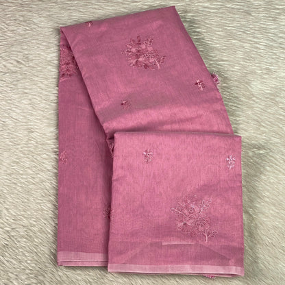 Chaithra Pink Chanderi Silk Floral Saree