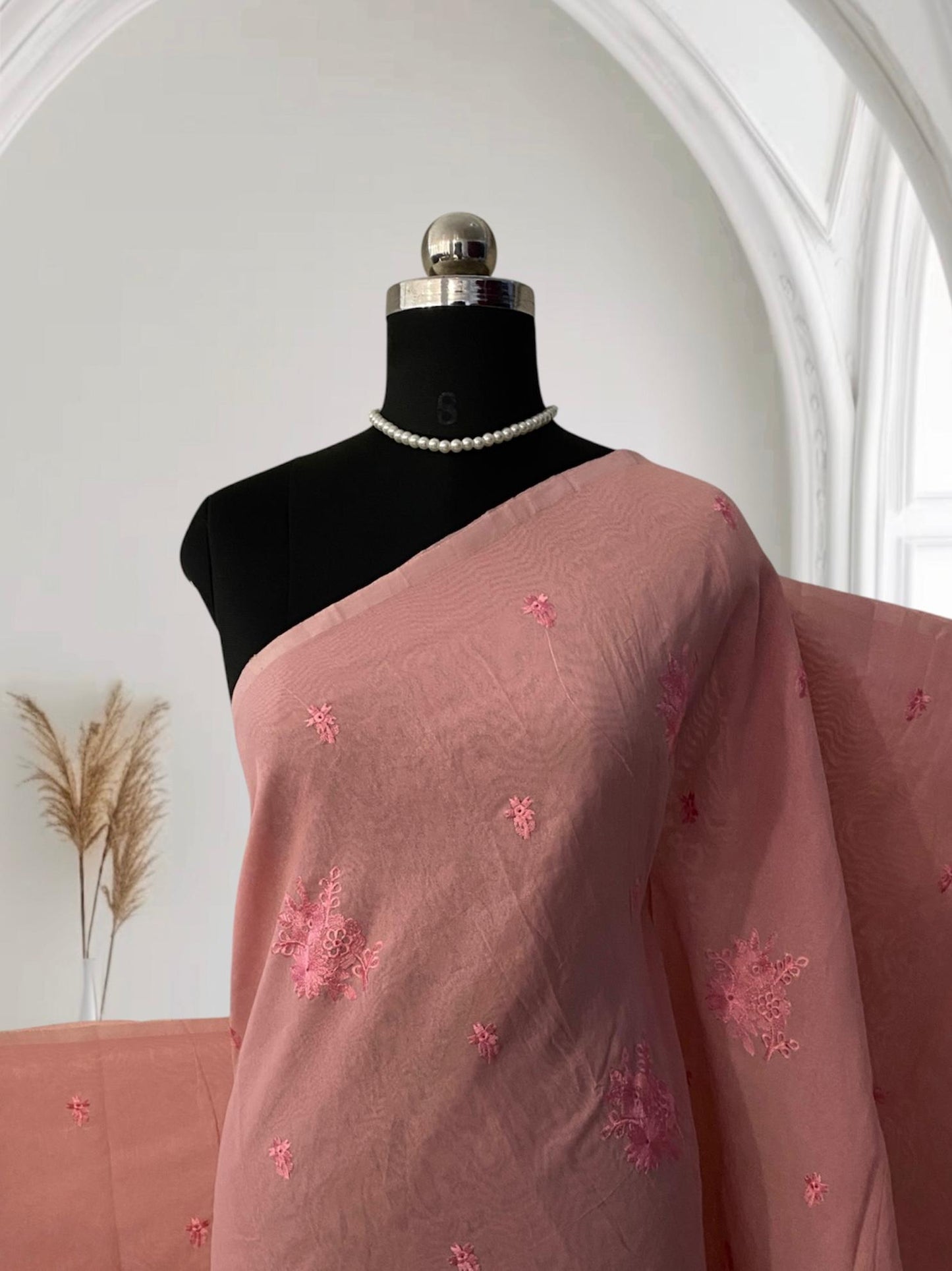 Chaithra Pastel Blue Chanderi Silk Floral Saree