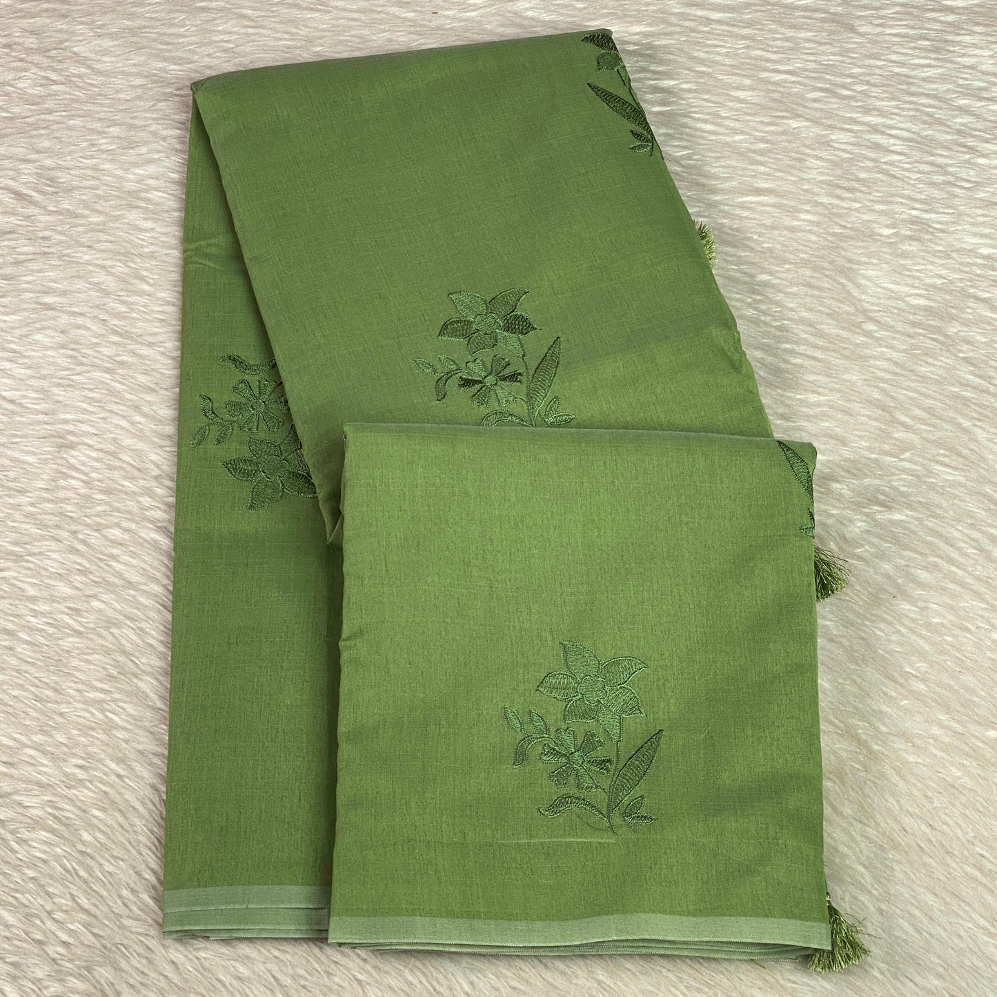 Chaithra Green Chanderi Silk Floral Saree
