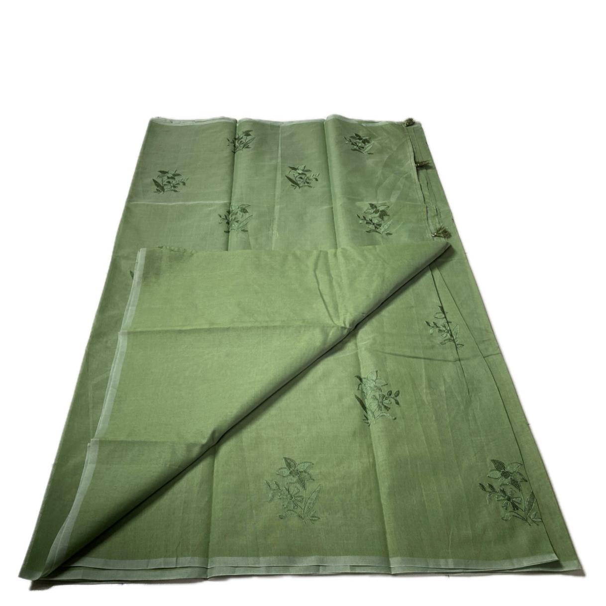 Chaithra Green Chanderi Silk Floral Saree