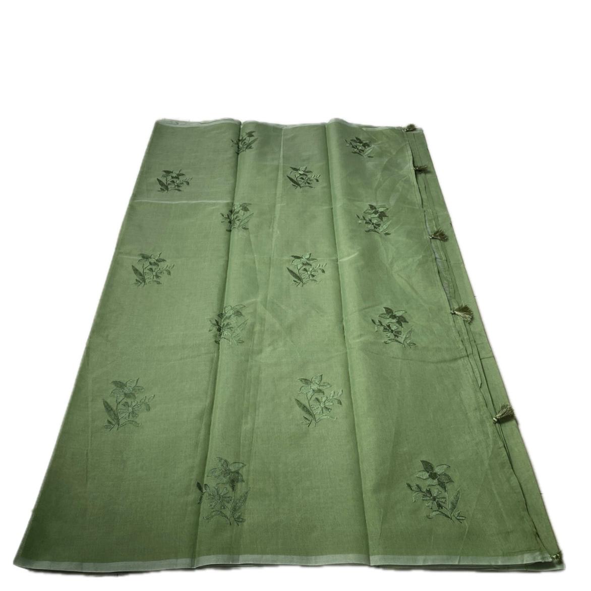 Chaithra Green Chanderi Silk Floral Saree