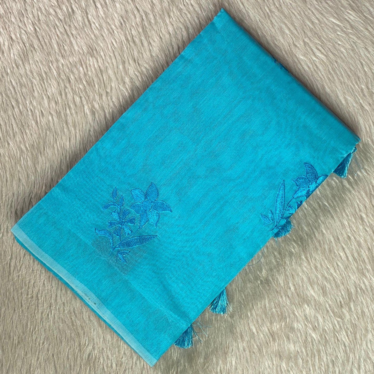 Chaithra Light Blue Chanderi Silk Floral Saree