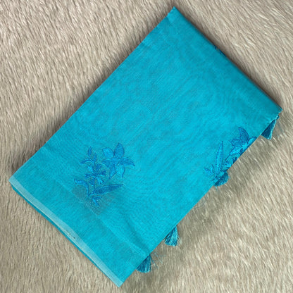 Chaithra Light Blue Chanderi Silk Floral Saree