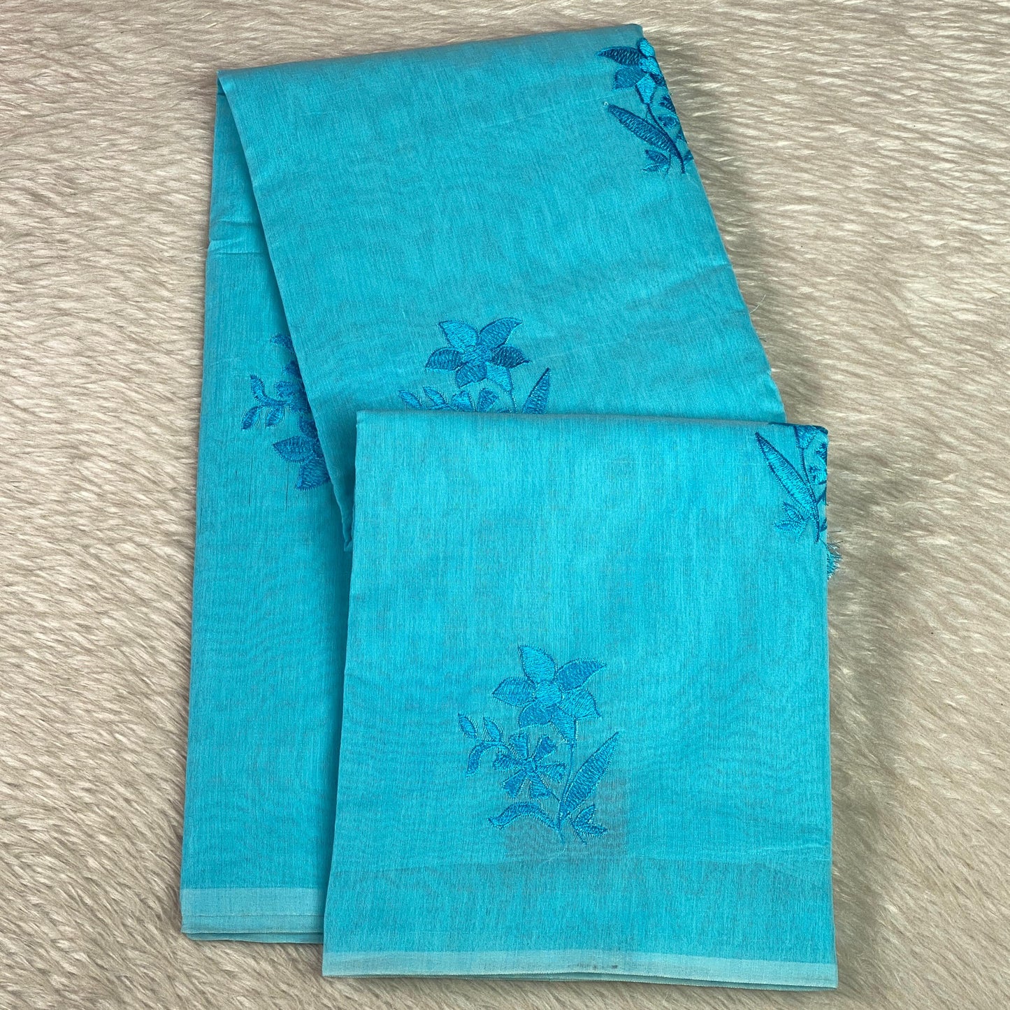 Chaithra Light Blue Chanderi Silk Floral Saree